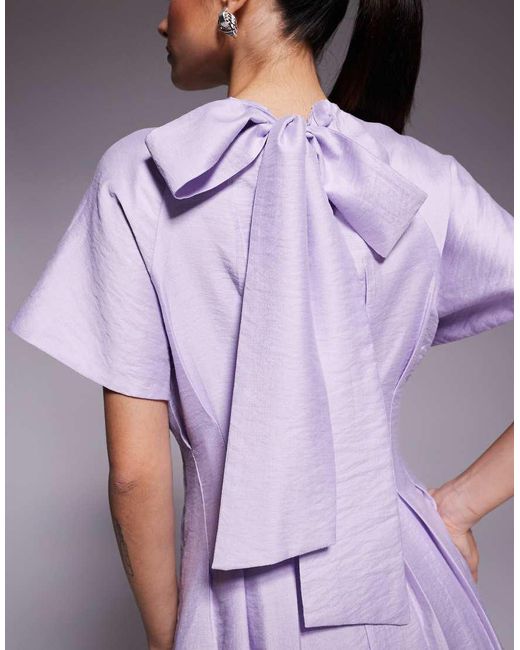Forever New Purple Flutter Sleeve Midaxi Dress