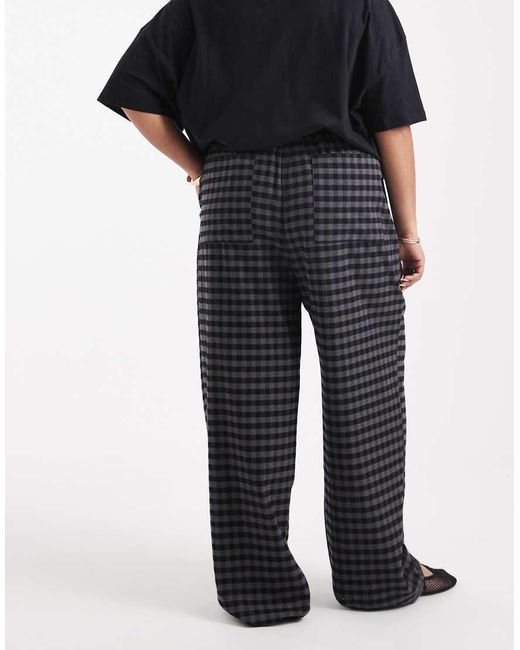 Pantalones Negros Y Grises A Cuadros Sin Cierres De Pernera Barrel Con Lazada En La Cintura De Curve ASOS de color Black