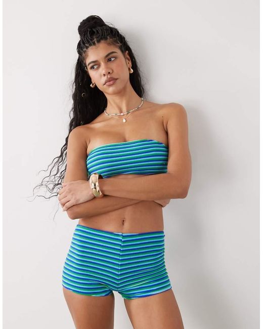 Reclaimed Vintage Blue Mini Short Bikini Bottom