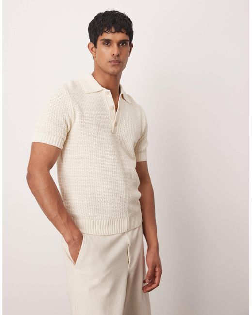 Mango – häkelhemd in Natural für Herren
