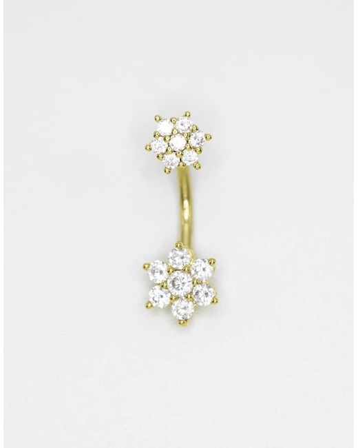 Lovisa White Plated Titanium Flower Belly Bar