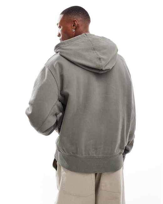 Sudadera Caqui Lavado Con Capucha Y Logo Lineal A Tono De -Verde Tommy Hilfiger de hombre de color Gray