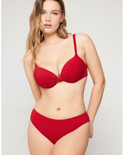 Tezenis Red Timeless Look Ruched Bikini Top