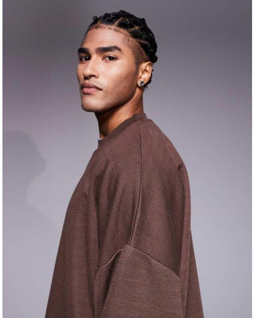 ASOS Brown Waffle Sweatshirt for men