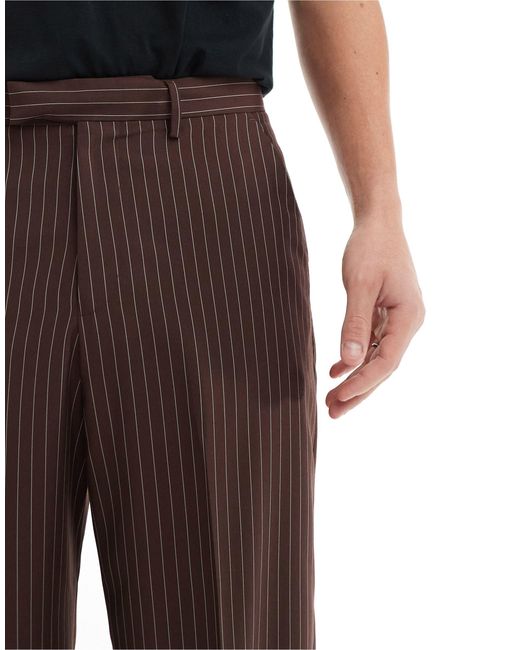 ASOS Brown Smart Wide Leg Trousers for men