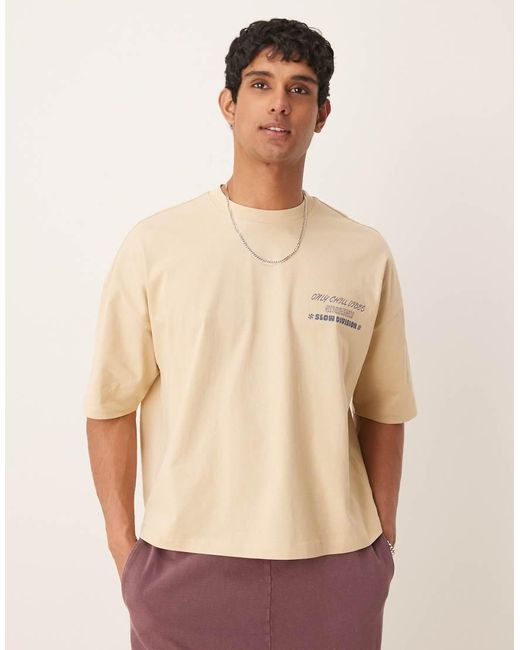 Camiseta Caqui Extragrande Con Estampado Gráfico "Slow Sunday" Y Sisas Caídas De -Verde ASOS de hombre de color Natural