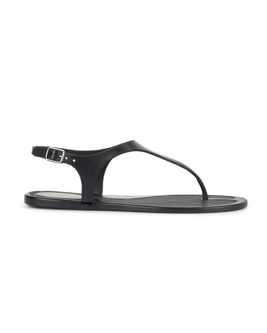 SEQWL Brown Thong Sandals Minimalist T-Bar Flats With Buckle Detail