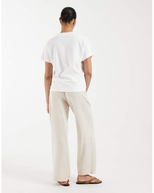 ONLY White Over The Bump Linen Blend Pants