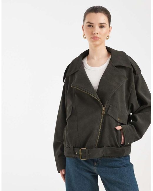 ASOS Black Oversized Leather Look Biker Jacket