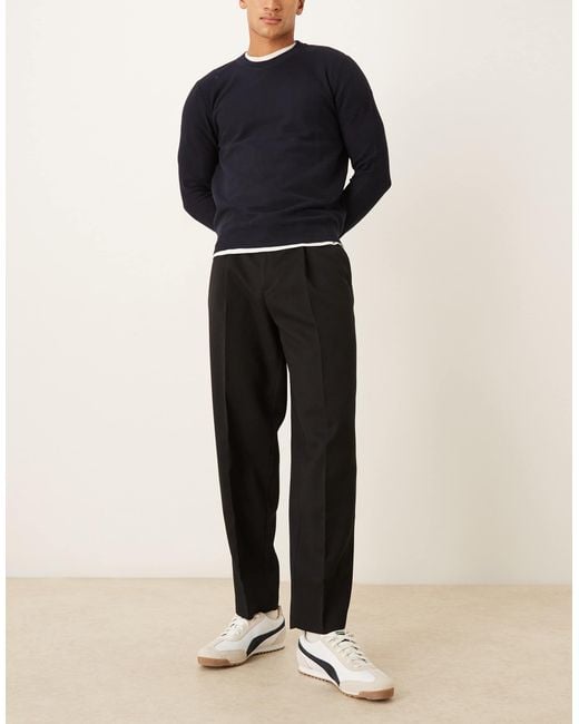 ASOS Black Smart Oversized Tapered Pants for men