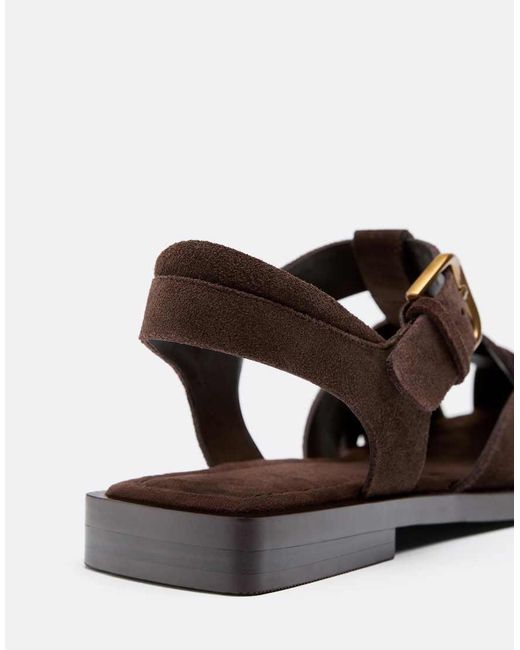 Stradivarius White Studded Leather Cage Sandals