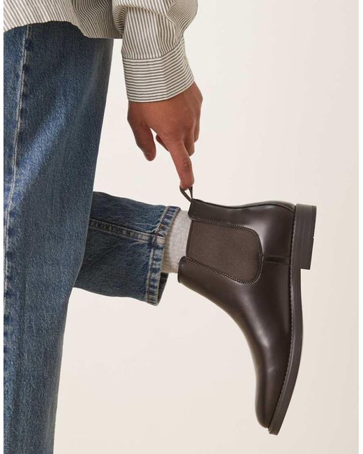 Mango Blue Leather Chelsea Boot for men
