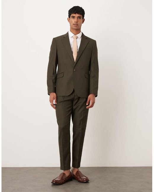 Chaqueta De Traje Verde Jaspeado De Corte Slim De Tejido Texturizado De ASOS de hombre de color Green