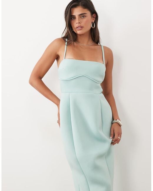 ASOS Blue Volume Pencil Maxi Dress With Strappy Back