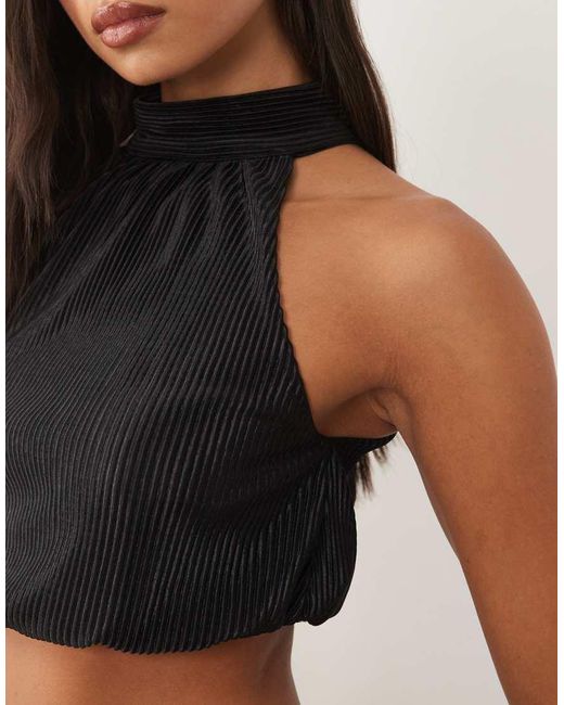 ASOS Black Co-ord Bubble Halter Neck Top