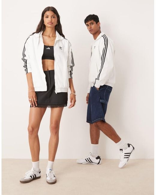Chaqueta De Chándal Blanca De Tejido Liso Firebird De -Blanco Adidas Originals de color White