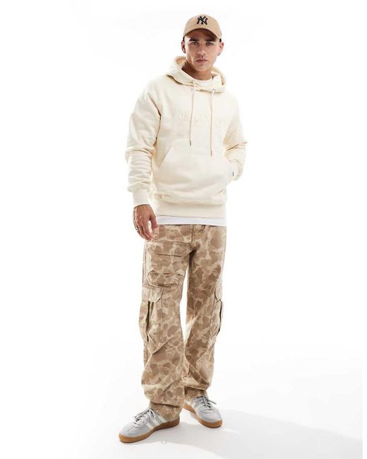Jack & Jones Natural Oversized 3d Print Logo Hoodie for men