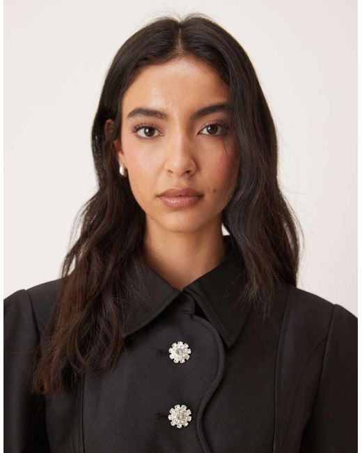 JW PEI Black Scalloped Placket Volume Sleeve Blazer Co-Ord