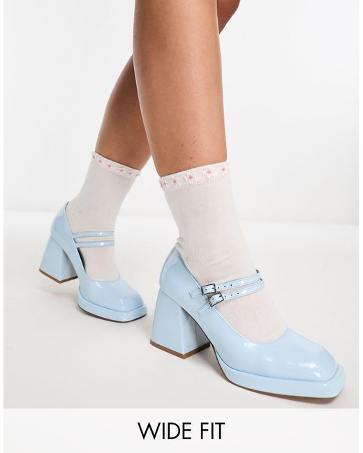 Bediende Dekking Aanbeveling ASOS Sully - Mary Jane-schoenen Met Brede Pasvorm, Halfhoge Hak En  Plateauzool in het Wit | Lyst NL