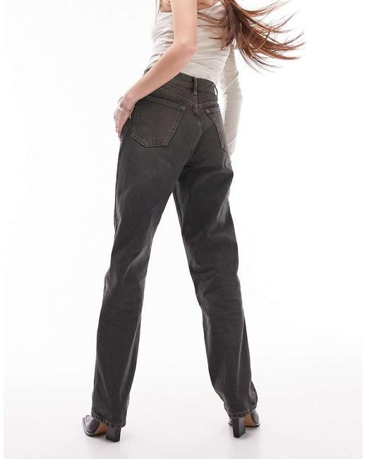 TOPSHOP Black Mid Rise Dad Jeans