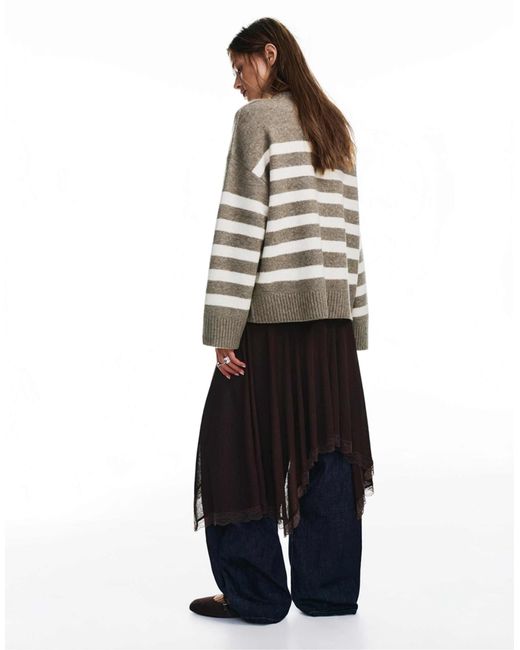 Pull&Bear Gray – gestreifter pullover