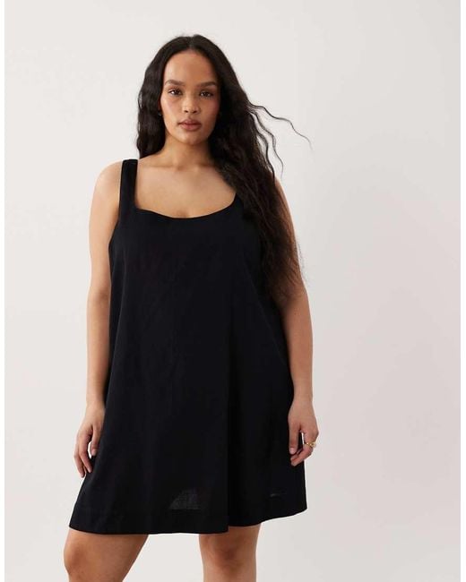 ASOS Black Asos Design Curve Scoop Neck Shift Mini Dress