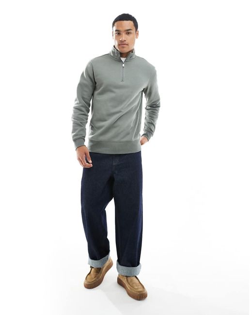 Only & Sons Gray Half Zip Sweat for men
