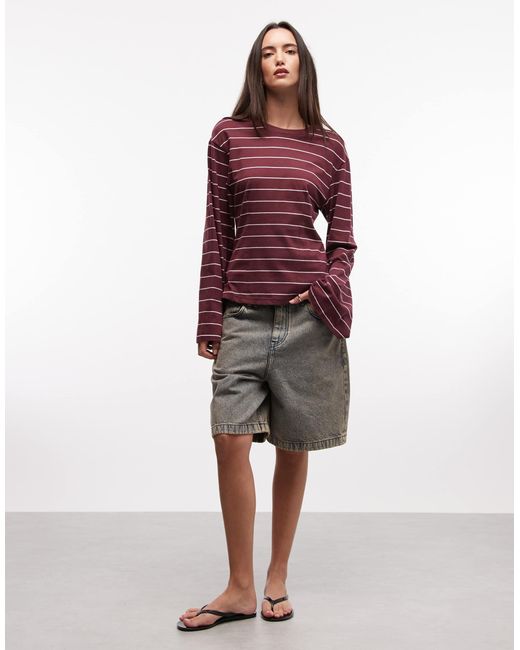 Monki 05913267 Monki Cinched Waist Long Sleeve Structured Jersey Top | Lyst