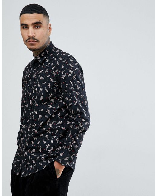 DIESEL Black S-dinosaur All Over Print Shirt for men