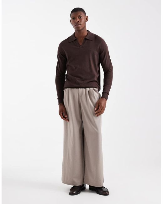 Jersey Con Muesca En El Cuello De Punto De ASOS de hombre de color Brown