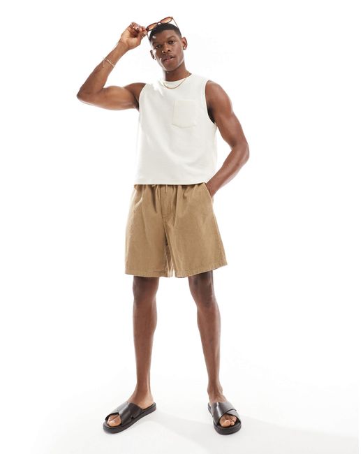 Jack & Jones – locker geschnittene cord-shorts in Natural für Herren