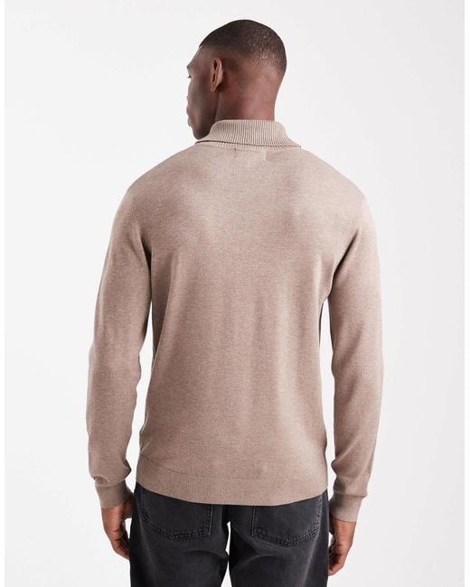 Threadbare Natural Roll Neck Jumper for men