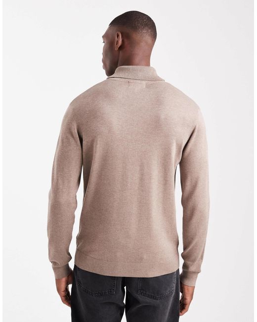 Pull col roulé - taupe Threadbare pour homme en coloris Natural