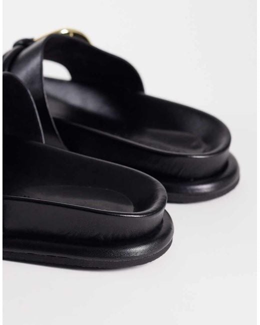 ASOS Black Francisco Footbed Sandal With Metal Trim