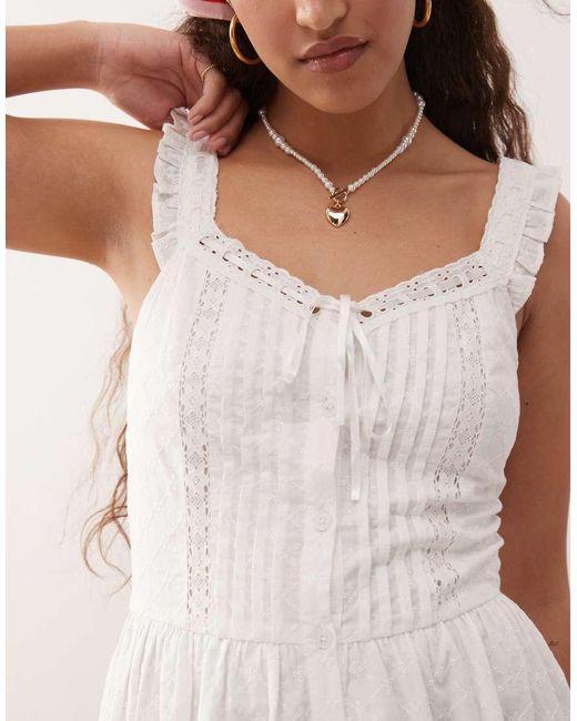 Miss Selfridge Brown Broderie Milkmaid Maxi Dress