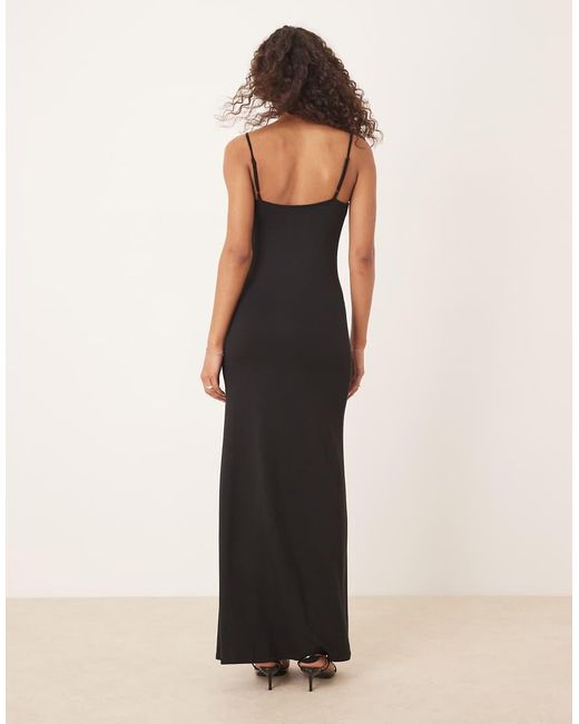 Gina Tricot Black Stretch Jersey Maxi Cami Dress