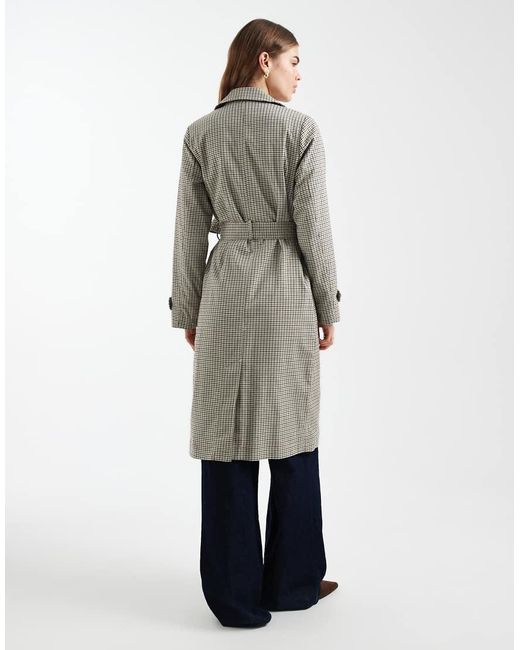 New Look White Check Trench Coat
