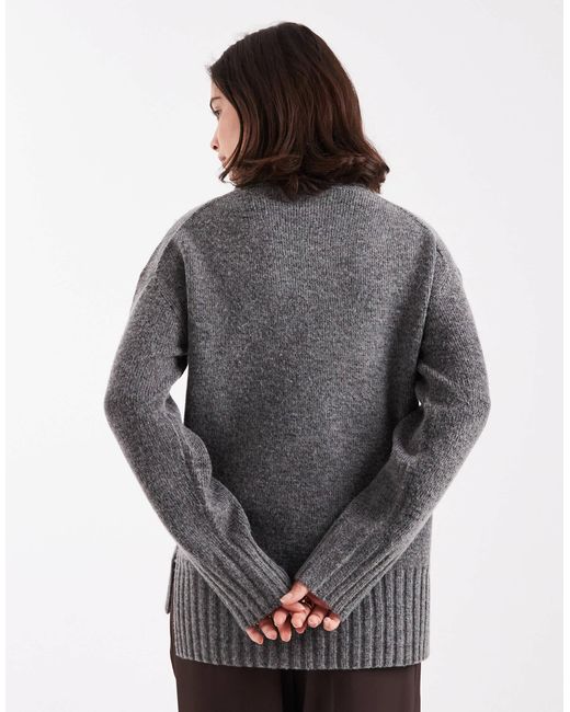 Pull col roulé en maille épaisse Threadbare en coloris Gray