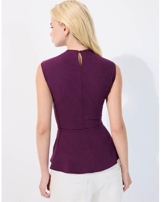 Stradivarius Purple High-neck Peplum Sleeveless Top
