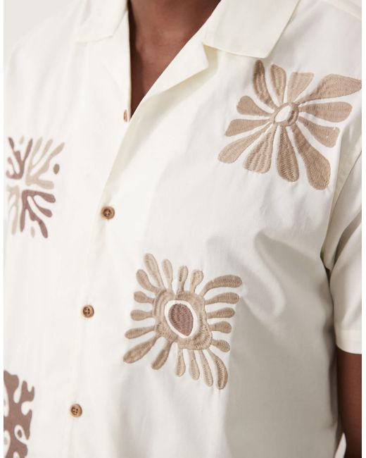Threadbare – kurzärmliges hemd in Natural für Herren