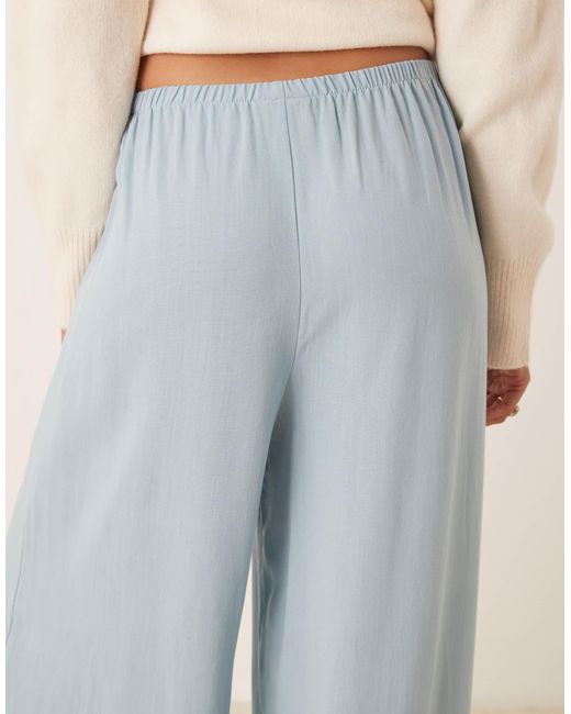Pantalon à enfiler en lin mélangé - cendré ASOS en coloris Blue