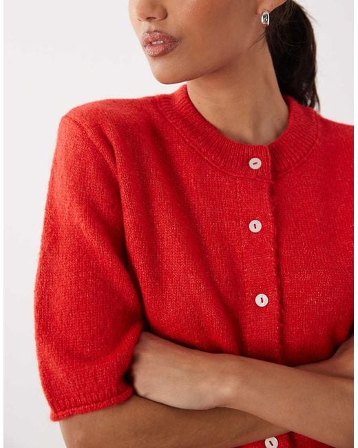ASOS Red Lightweight Relaxed Short Sleeve Cardigan