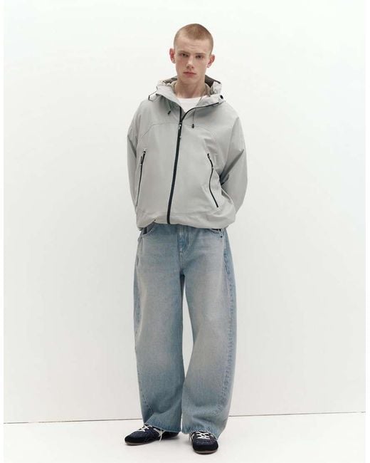 Pull&Bear Gray Lightweight Hooded Raincoat for men