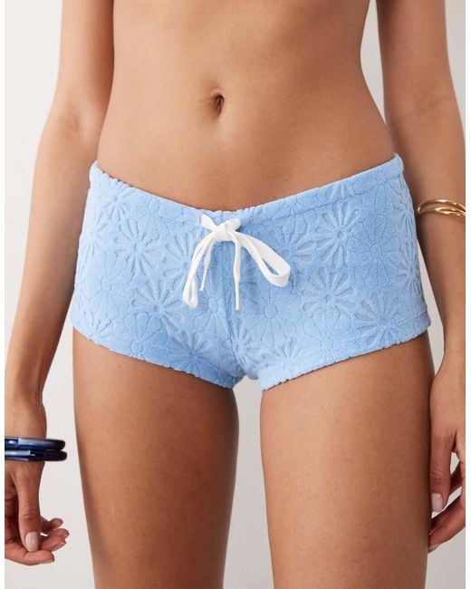 Wild Lovers Green Salty Textured Towelling Micro Shorts