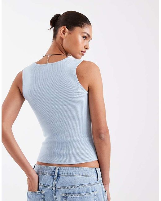 JJXX Blue Knitted Sqaure Neck Top