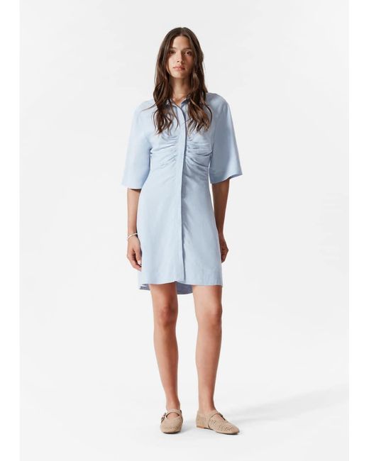 & Other Stories Purple Mini Shirt Dress With Ruche Front