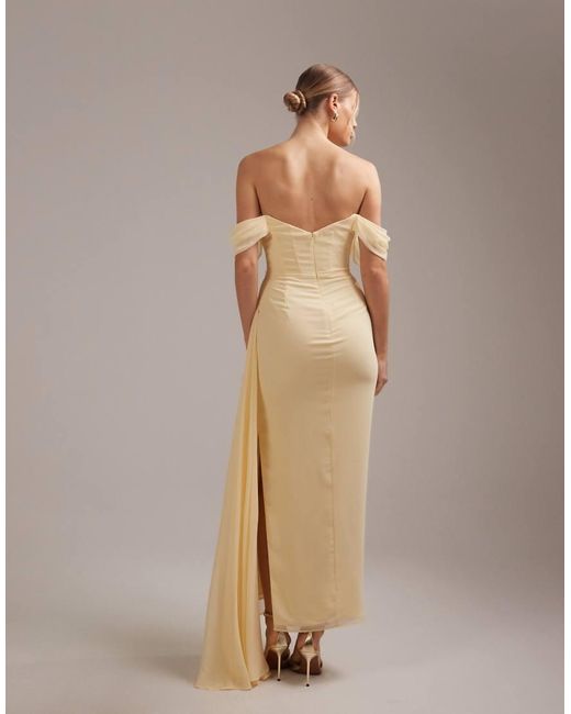 ASOS Natural Georgette Bardot Bridesmaids Dress