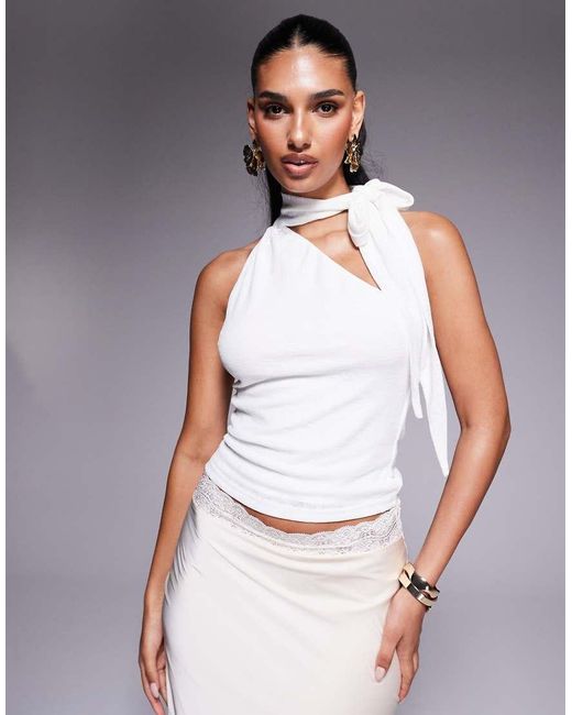 Princess Polly White Anderstone Slinky Scarf Neck Tie Top