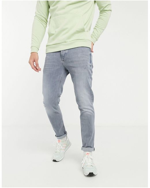 River Island Denim Smalle Jeans in het Grijs voor heren - Lyst