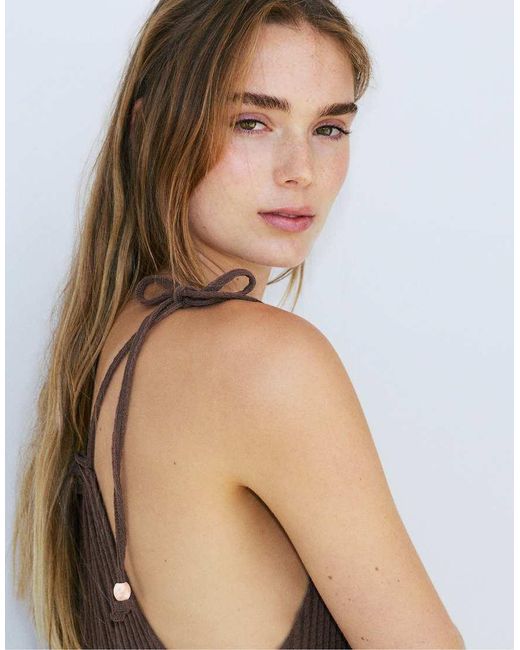Pull&Bear Brown Paneled Strappy Dress